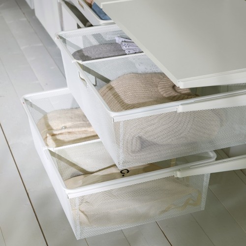 Les Les paniers Elfa vous permettent d'accéssoiriser vos paniers coulissants :  Lot de 2 séparateurs blanc pour panier prof 40cm