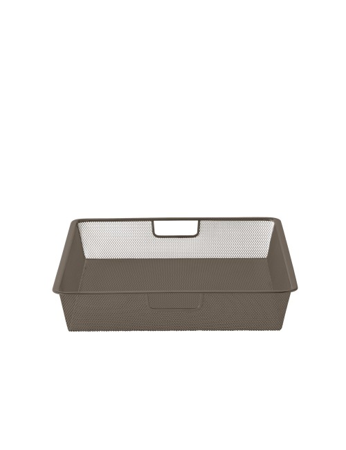 Les Les paniers existent en différentes tailles comme le Panier filet Largeur 45 cm Blanc pour créer une colonne de paniers Elfa