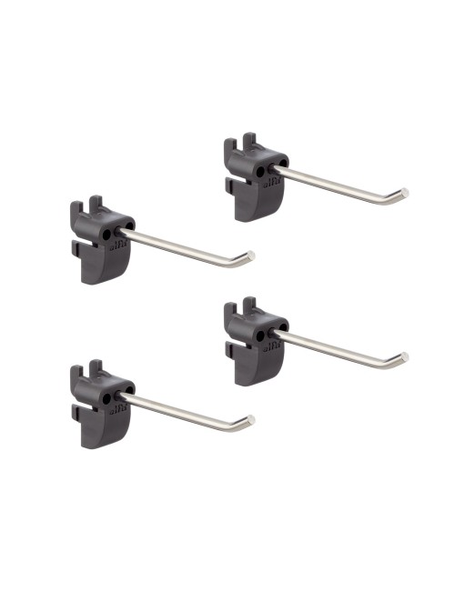Retrouver l'élément  Crochet droit long pour panneau perforé Garage + pour Panneaux perforés et accéssoires de la Gamme Garage +