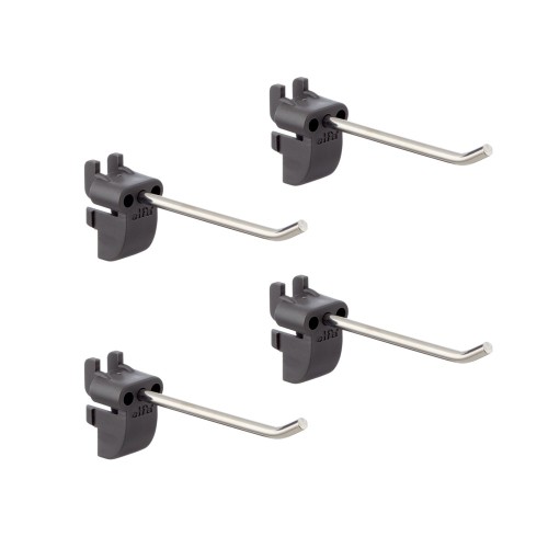 Retrouver l'élément  Crochet droit long pour panneau perforé Garage + pour Panneaux perforés et accéssoires de la Gamme Garage +