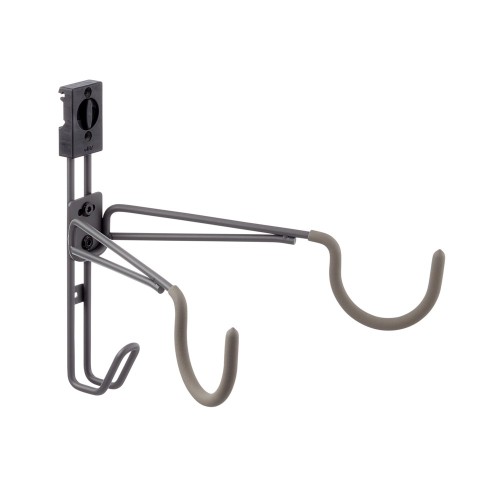 Retrouver l'élément  Crochet support vélo, horizontal Garage + pour Lisses pour crochets et accéssoires de la Gamme Garage + Elf