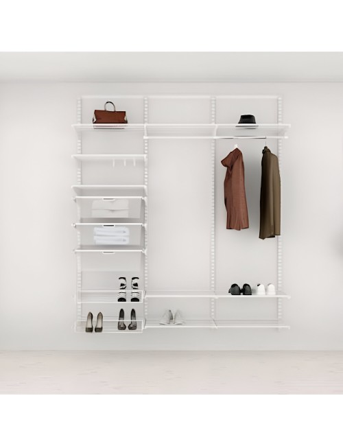 Optimisez l'espace perdu de votre  Solution d'entrée Elfa Classic Blanc option 4 grace au système modulable  Elfa
