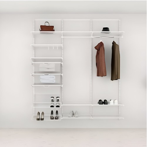 Optimisez l'espace perdu de votre  Solution d'entrée Elfa Classic Blanc option 4 grace au système modulable  Elfa