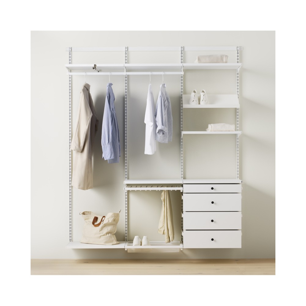 Solution de garde-robe premium avec tiroirs, Décor+ L: 180 Mat Blanc/Blanc Solution de garde-robe premium avec tiroirs, Décor+ L: 180 Mat Blanc/Blanc