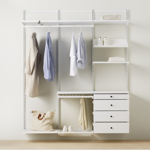 Solution de garde-robe premium avec tiroirs, Décor+ L: 180 Mat Blanc/Blanc