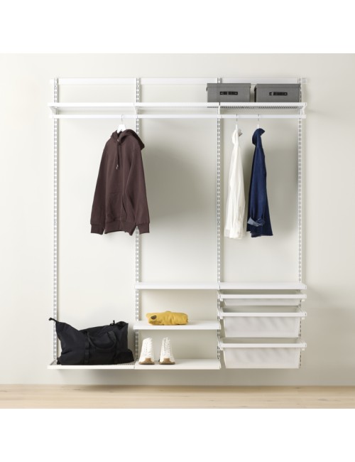 Solution de garde-robe Elfa simple avec paniers en maille, Décor+ L: 180