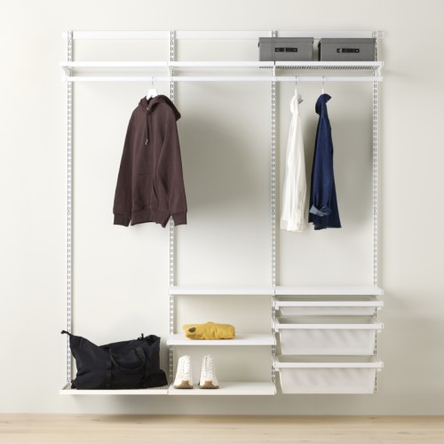Solution de garde-robe Elfa simple avec paniers en maille, Décor+ L: 180