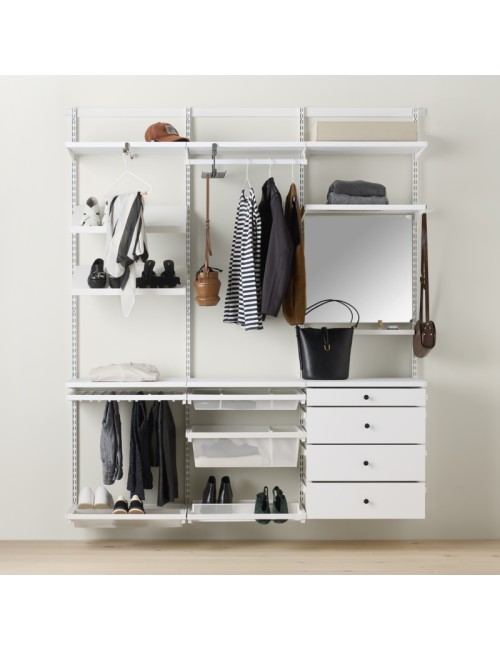 Solution de garde-robe premium entièrement équipée, Décor+ L: 180 Mat Blanc/Blanc