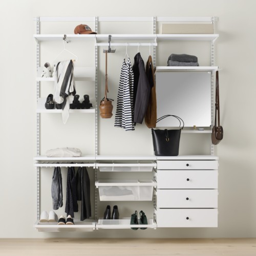 Solution de garde-robe premium entièrement équipée, Décor+ L: 180 Mat Blanc/Blanc