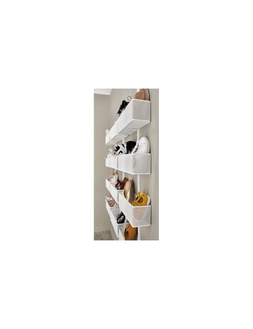 Créez un rangement Elfa au dos de votre porte, tous les produits sont disponibles sur notre site,  Panier filet pour porte blanc