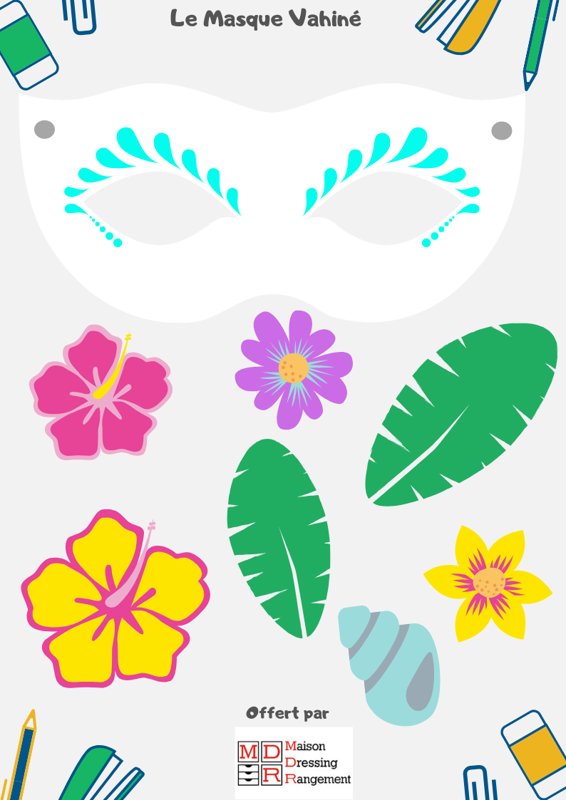 Masque DIY gratuit vahiné à télécharger pour le carnaval