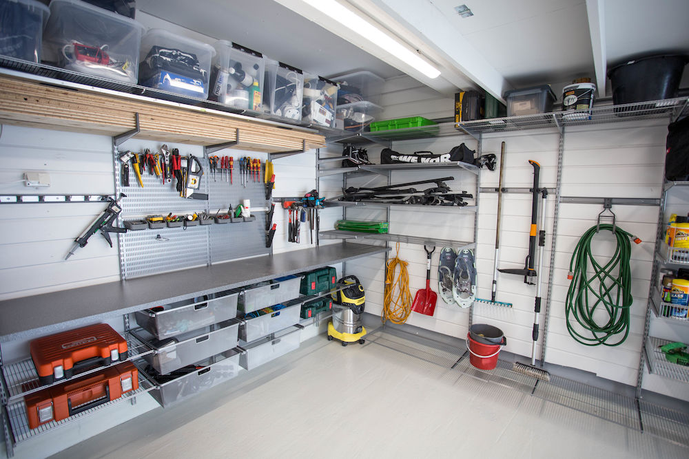 Rangement de garage, étagère de rangement d'outils, organisation de garage,  organisation de garage, organise jusqu'à 40 outils à long manche